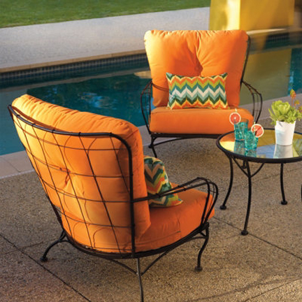 Bean  Chairs on Road Metal Mid Century Retro Modern Outdoor Chair Orange Cushion