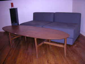 Mid-century surfboard coffee table, $60