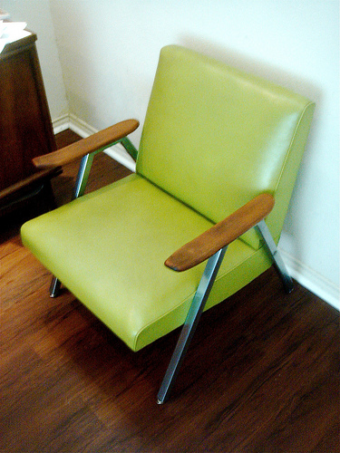 Mid-century green vinyl chair, $150