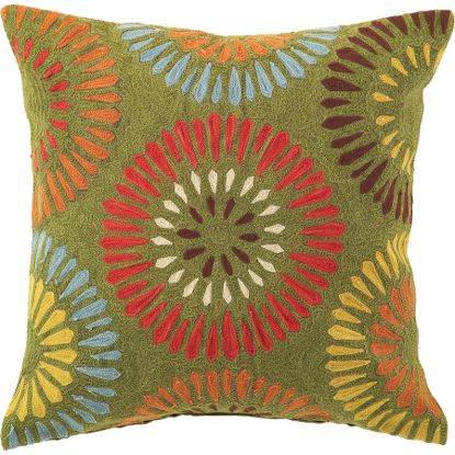 Chain Stitch Pillow in Green, $90.