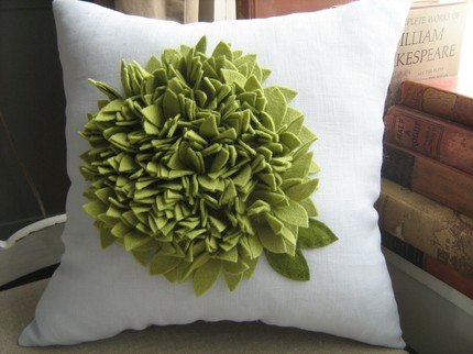Green Hydrangea Bloom Pillow, $34.