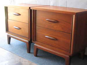 Awesome all-walnut mid-century nightstands, $150 ea.