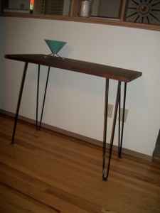 Mid-century hairpin console table, $40.