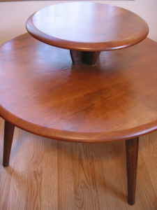 Mid-century walnut side table, $60.