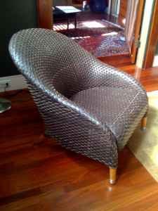 Woven leather chairs, $250/pair or $150/ea.