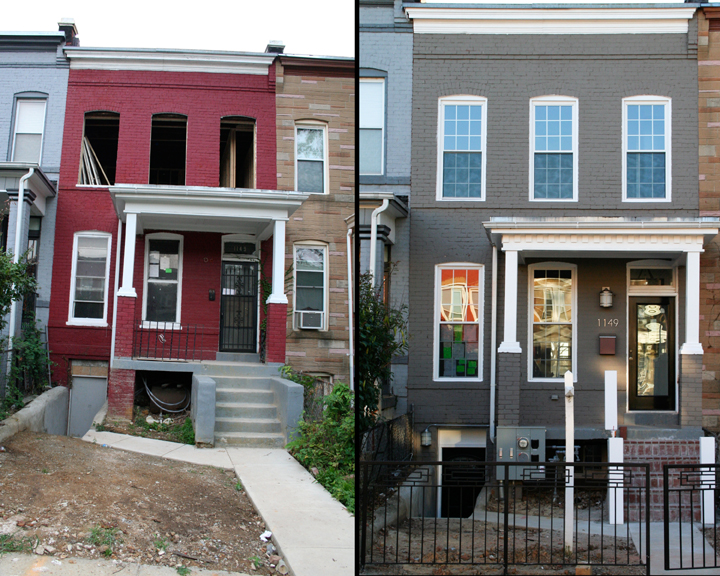 BEFORE & AFTER.  Alex renovated this row house in the Trinidad neighborhood of NE Washington, DC.