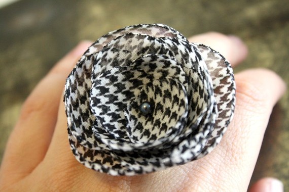 Houndstooth Oversized Flower Cocktail Ring, $15.18. From VieModerne.