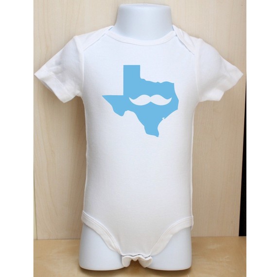 Texas Mustache Onesie, $15. From Kailo Chic.