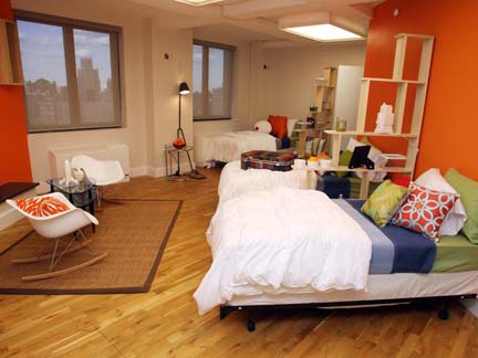 AFTER: Another dose of orange in Kevin Grace & Bret Ritter's bedroom design.