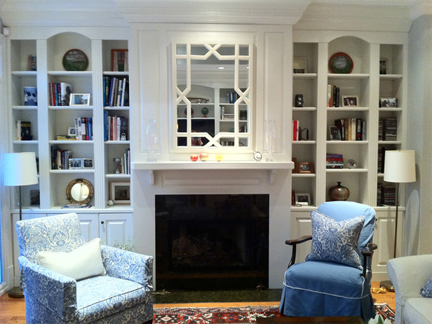 Traditional living room designed by Meg Caswell.