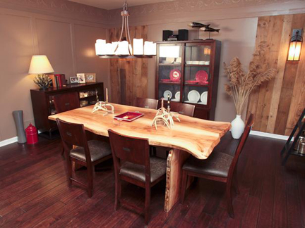 Woody Wood-dinner dining room designed by Mark Diaz for the "HGTV'd" challenge.