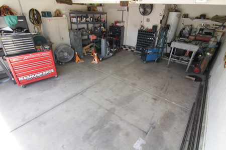 BEFORE: The Deckers' garage looks pretty typical...cluttered and unloved.