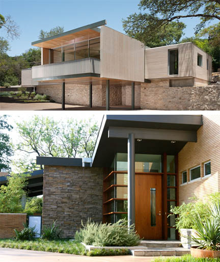 Homes featured in this year's modern home tours in Austin (top) and Dallas (bottom).