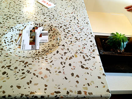 Drop your keys in this handy hollow! The terrazzo look was created from concrete by Newbold Stone for NoackLittle.