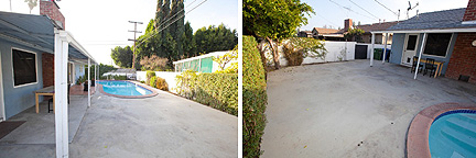 BEFORE: This backyard's a challenge for Kris Swift and Rachel Kate.