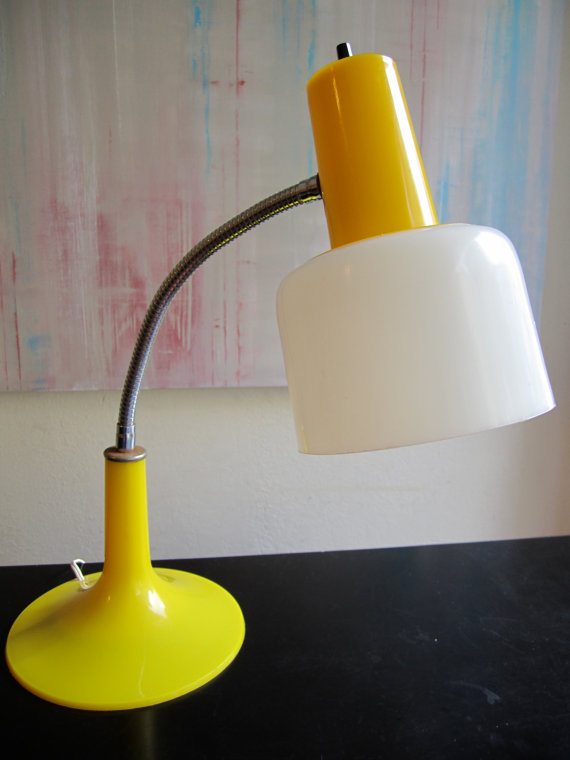 Mid-century modern yellow desk lamp, $45.