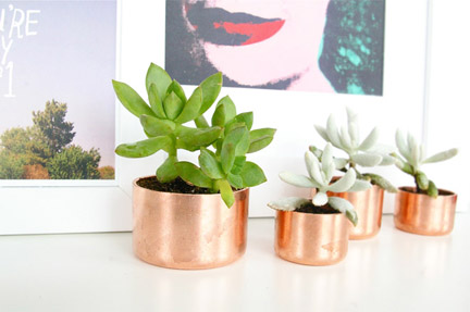 DIY copper planters featured on Poppytalk Handmade.