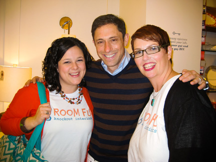 Room Fu designers Claire Patrick and Robin Callan pose for a photo with Jonathan Adler at his store in Austin, TX