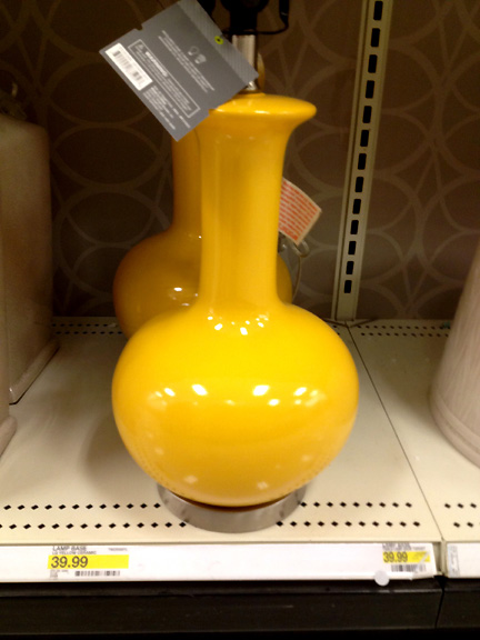 A modern, bright yellow lamp base from Target.