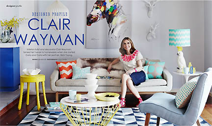 Clair Wyman is featured in a profile in Australia home decor online magazine Adore in their Feb/Mar 2013 issue.