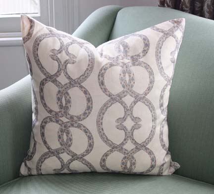 Dwell's snake chain fabric crafted into a pillow and available on Etsy.
