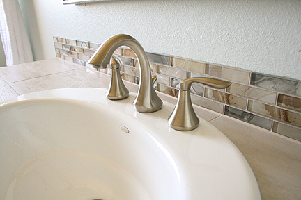 Agate Glass Tile Bathroom Remodel Austin Interior Design By Room Fu Knockout Interiors - Bathroom Vanity Glass Tile Backsplash