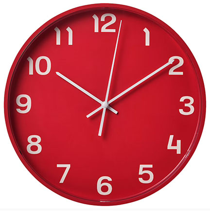 Ikea PLUTTIS red and white wall clock