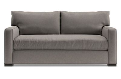Axis Apartment Sofa, in gray nickel fabric, from Crate & Barrel.