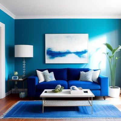 Small space solution: monochromatic color palette, like this blue room.